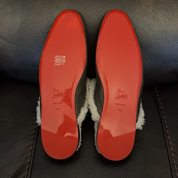 Christian Louboutin mens red bottom spike shearling leather loafer mules NWB - Picture 11 of 11